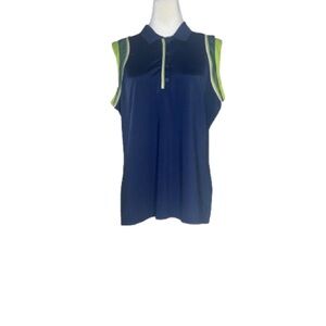EP Pro Navy Sleeveless Polo Tank with Lime Accents Women's Size XL